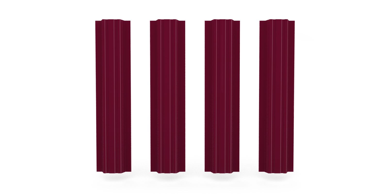 Купить Штакетник металлический прямоугольный в цвете RAL 3005, длиной 1,6 м , односторонняя окраска