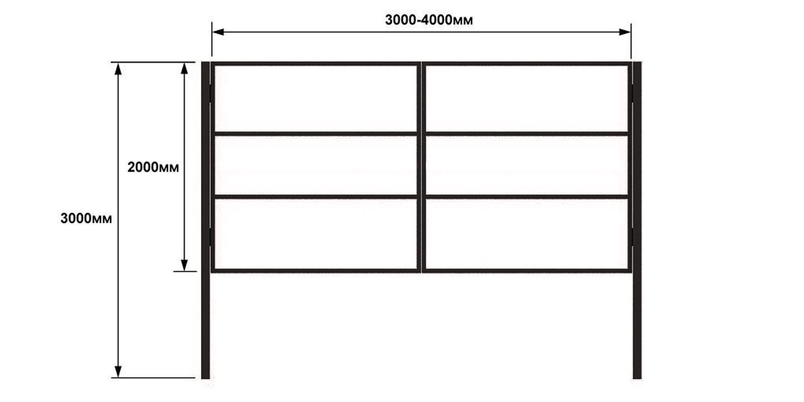 Распашные ворота тип 2, 3 м, изображение, фото | Сталь ТД