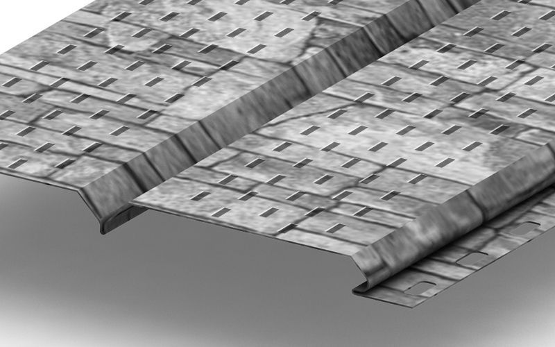 Софит металлический перфорированный L-брус 15х240, с покрытием ECOSTEEL 0,5 мм, изображение, фото | Сталь ТД