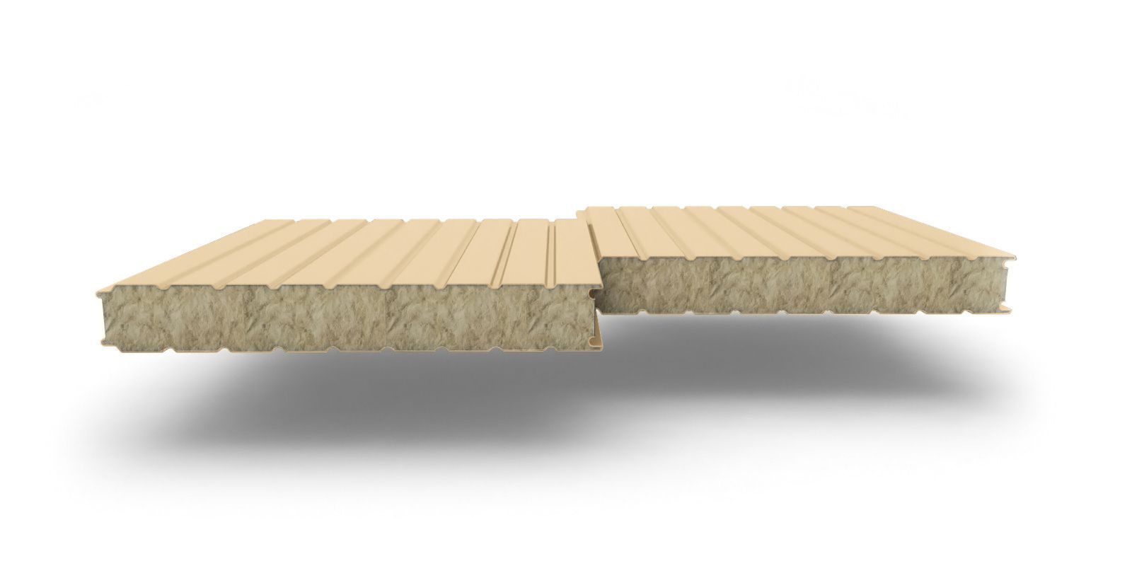 Купить Стеновые сэндвич-панели с наполнителем из минеральной ваты в цвете RAL 1014 толщиной 120 мм