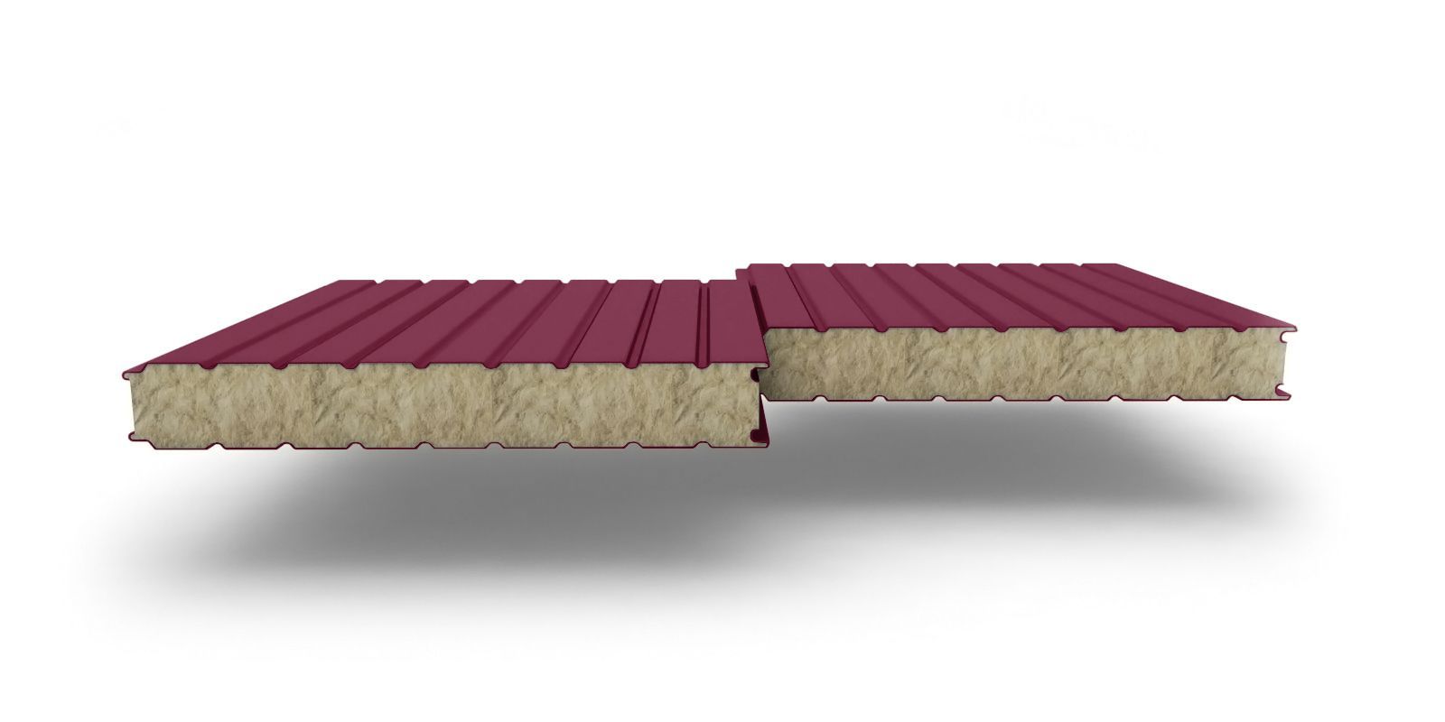 Купить Стеновые сэндвич-панели с наполнителем из минеральной ваты в цвете RAL 3005 толщиной 150 мм