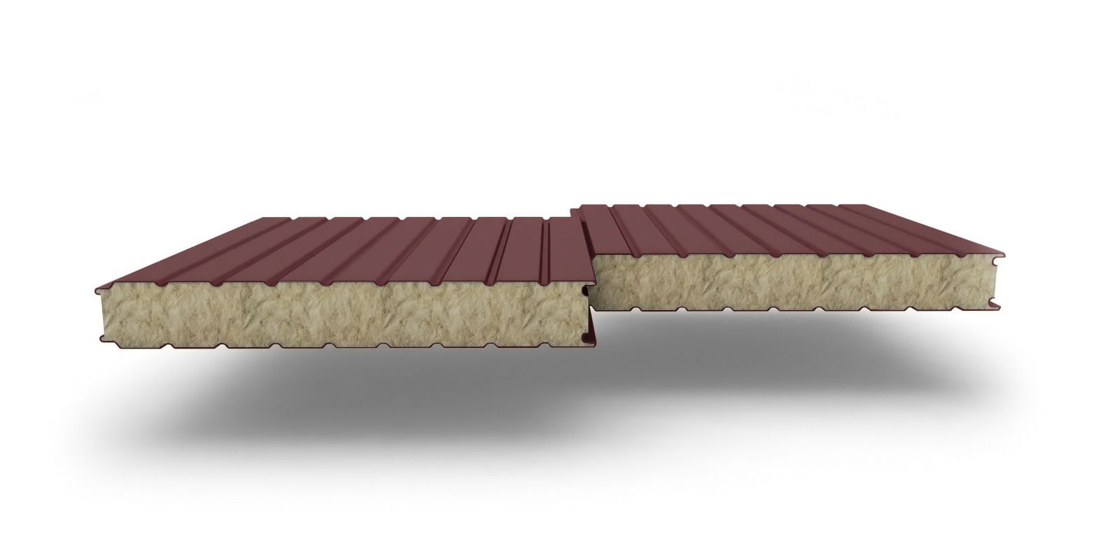 Купить Стеновые сэндвич-панели с наполнителем из минеральной ваты в цвете RAL 3009 толщиной 180 мм