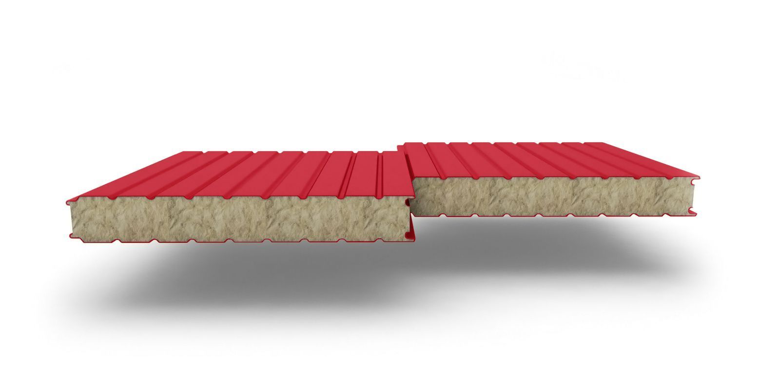 Купить Стеновые сэндвич-панели с наполнителем из минеральной ваты в цвете RAL 3020 толщиной 80 мм