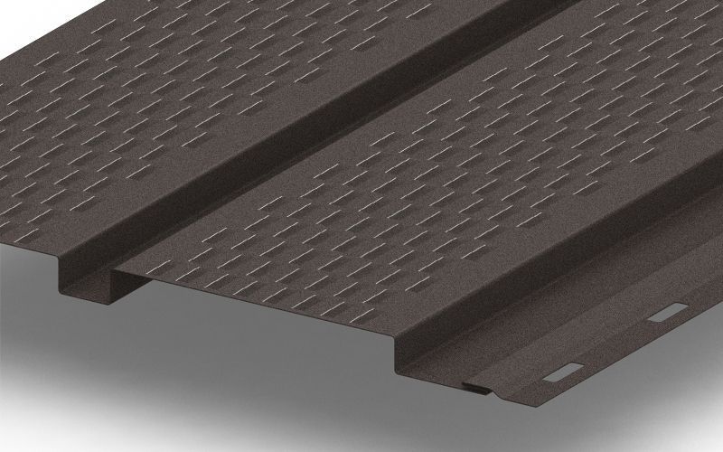 Металлический софит Квадро брус с перфорацией с покрытием Стальной бархат, 0,5 мм, изображение, фото | Сталь ТД
